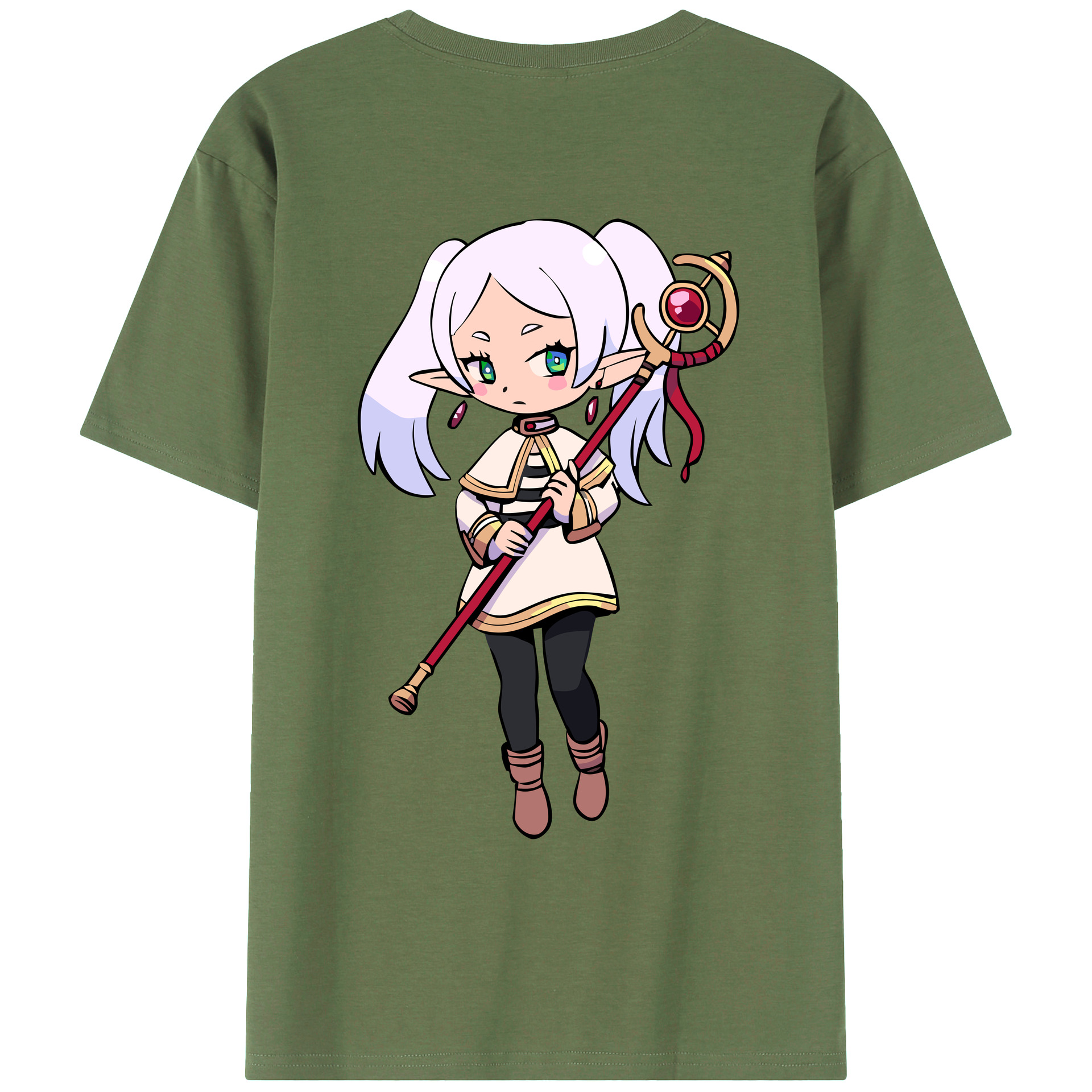 （画像用） 葬送のフリーレン Frieren 綿100％ メンズ半袖Tシャツ（バックプリント） 通気性